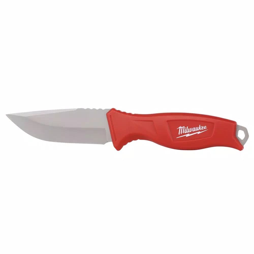 Milwaukee 4 in. Tradesman Fixed Blade Knife with Stainless Steel Drop Point Blade