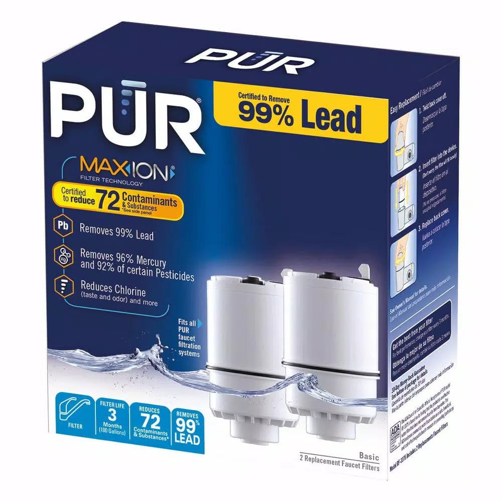 PUR Faucet Mount Replacement Water Filters, Basic Filtration, 2-Pack