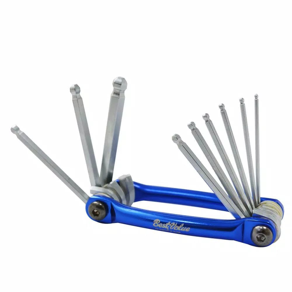Best Value 9-Piece SAE Foldable Ball Point Hex Key Set, Anodized Aluminum