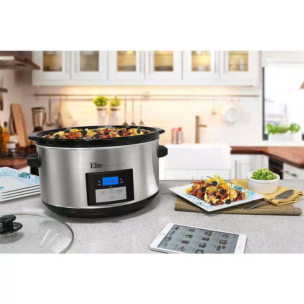 Elite Platinum 8.5 Qt. Stainless Steel Programmable Slow Cooker with Digital Display