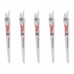 Milwaukee 6 in. 6 TPI Wood Cutting Reciprocating Saw Blades, 5-Pack thumbnail 1
