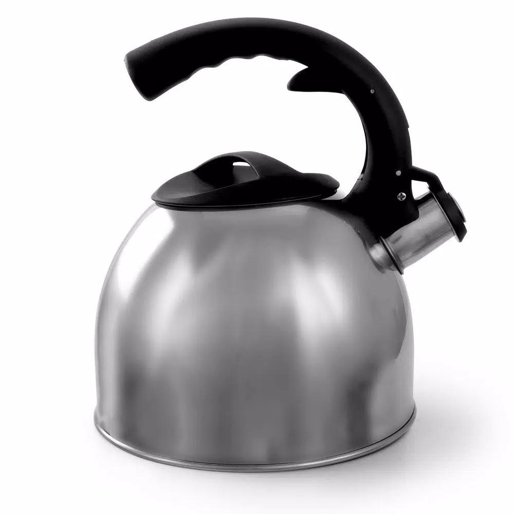 Mr. Coffee Steamline 2 Qt. Stainless Steel Tea Kettle with Whistle, Gray