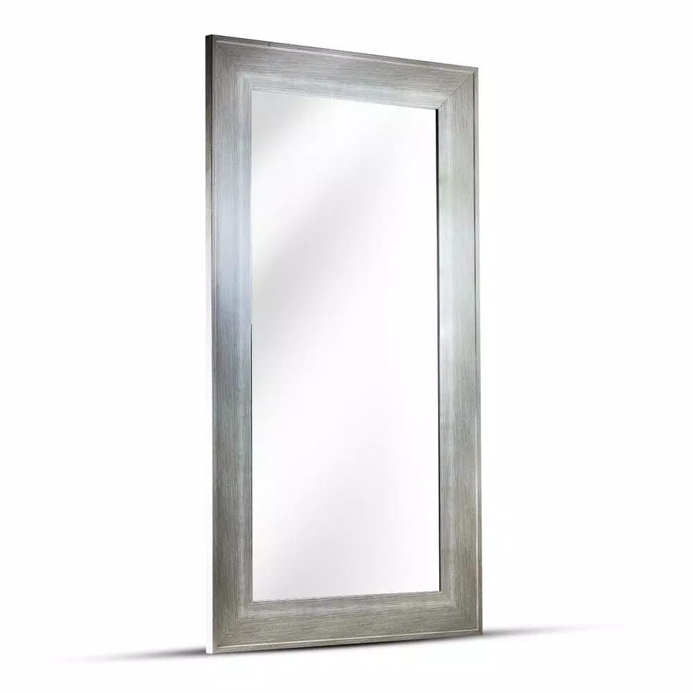 Crystal Art Gallery Large Rectangle White Modern Mirror with Wood Grain Finish (46.5 in. H x 25 in. W)