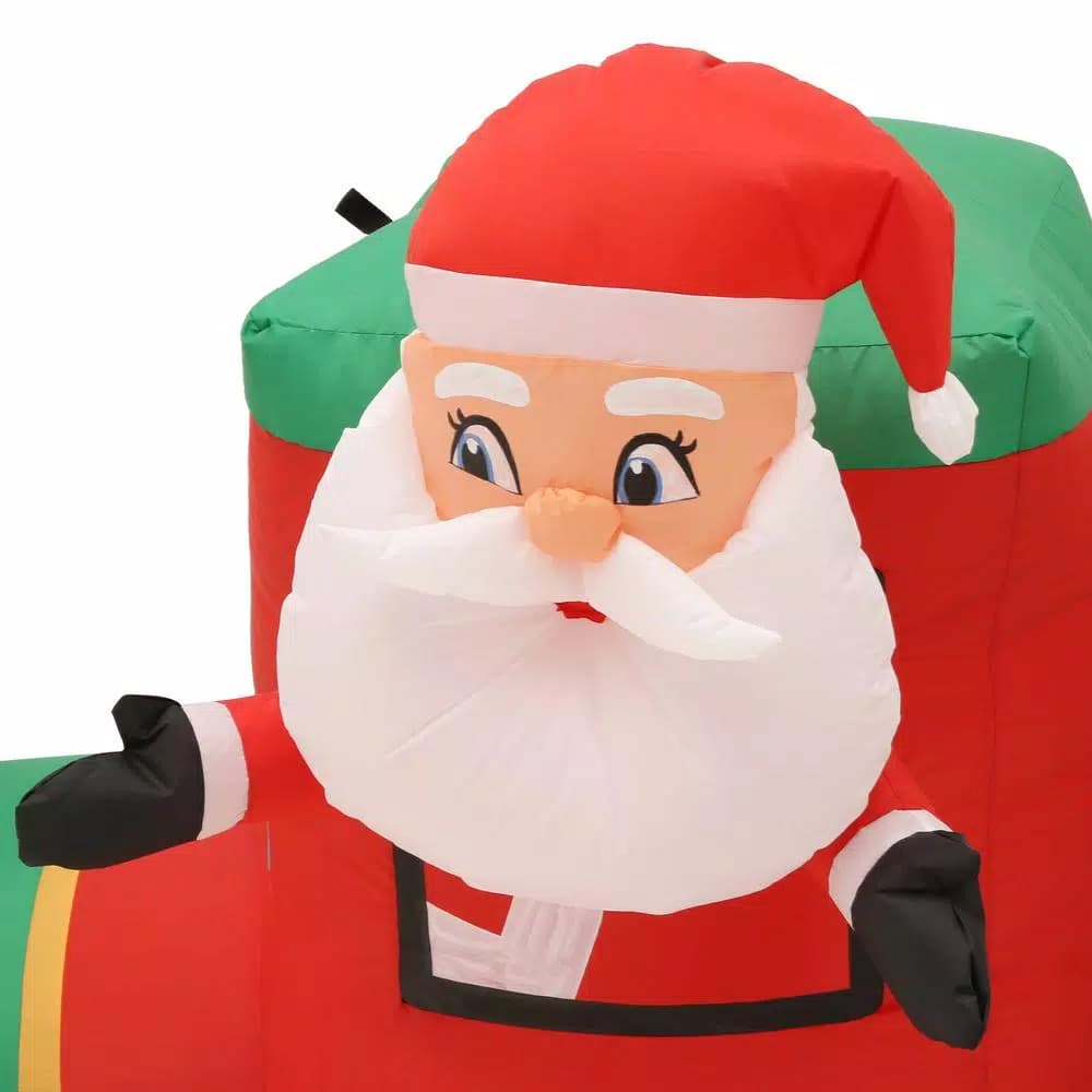 Airblown 12 ft. W Inflatable Pre-Lit Plush Santa in Circus Train Christmas Decoration