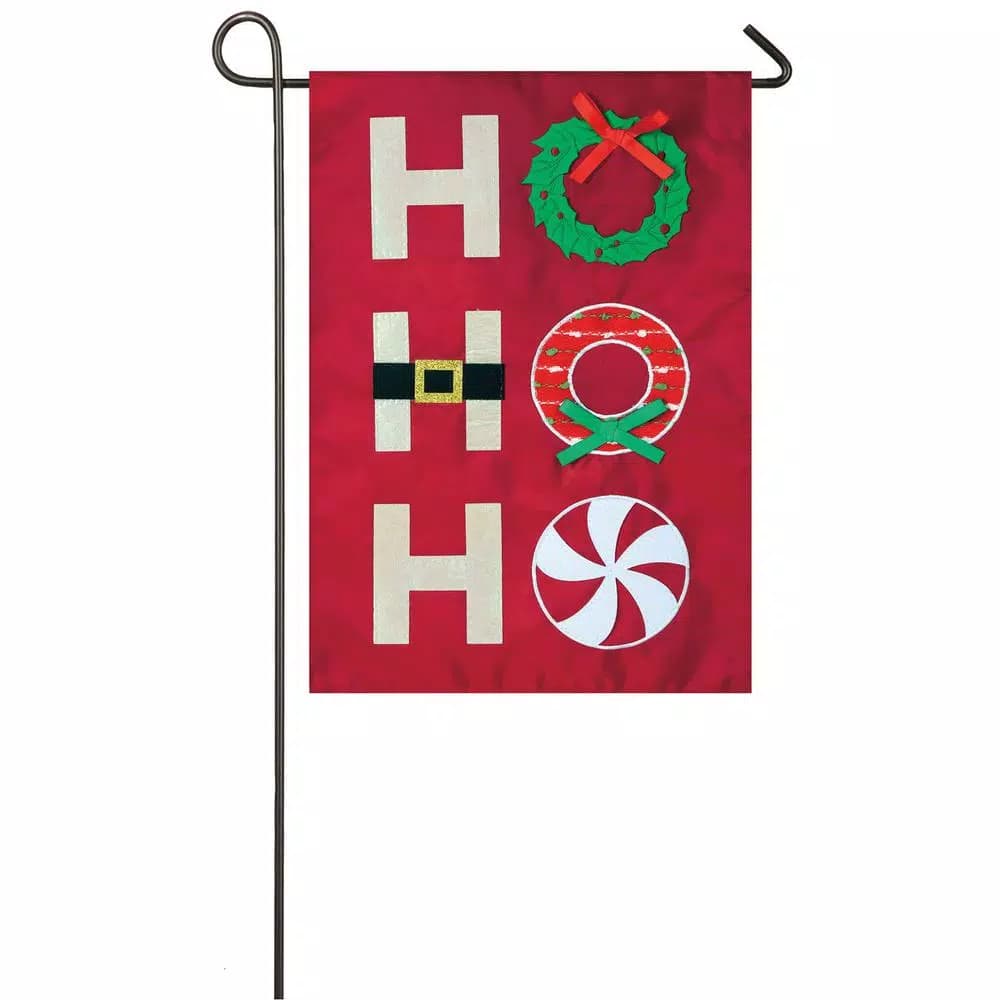 Evergreen Ho Ho Ho Christmas Garden Applique Flag, 18 x 12.5 in.