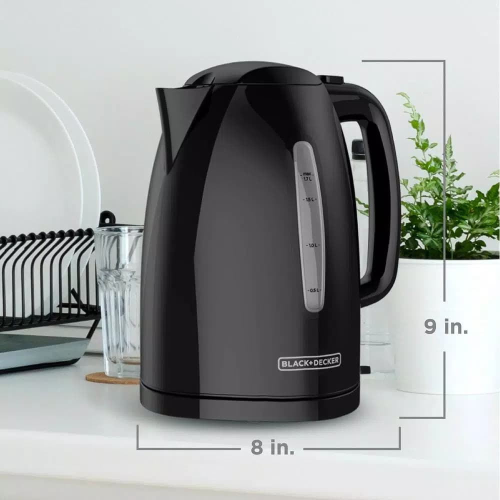 BLACK+DECKER 1.7L Rapid Boil Electric Cordless Kettle, 1500W, Black