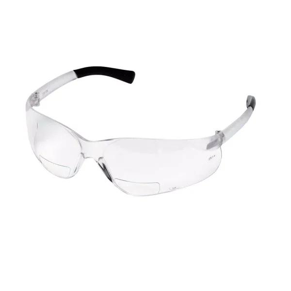 MCR Safety Bear Kat Magnifier Safety Glasses, Clear Wrap-Around Eye Protection, ANSI Z87.1