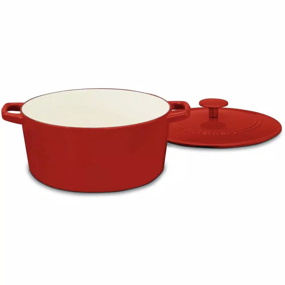 Cuisinart Chef's Classic 3 Qt. Oval Enameled Cast Iron Dutch Oven with Lid, Cardinal Red