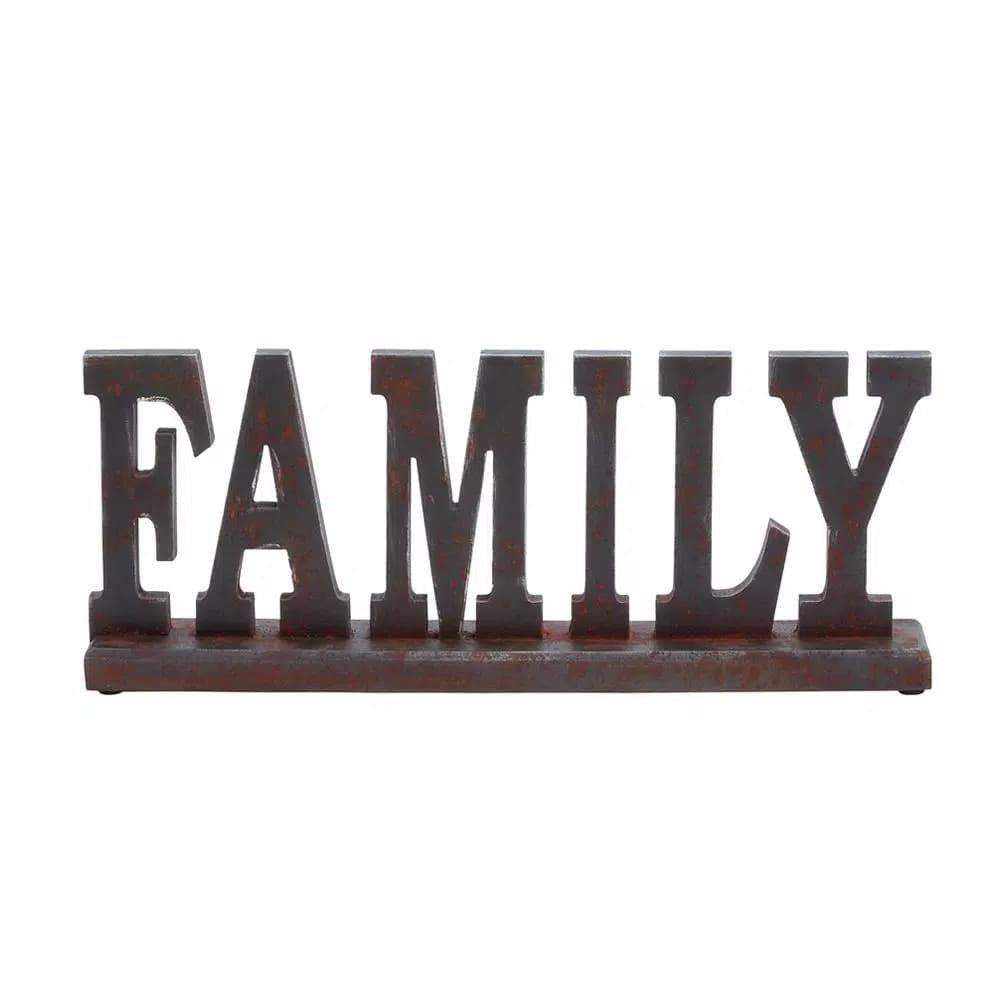 LITTON LANE Home and Hearth 20 in. FAMILY Wooden Tabletop Decor Sign, Distressed Black