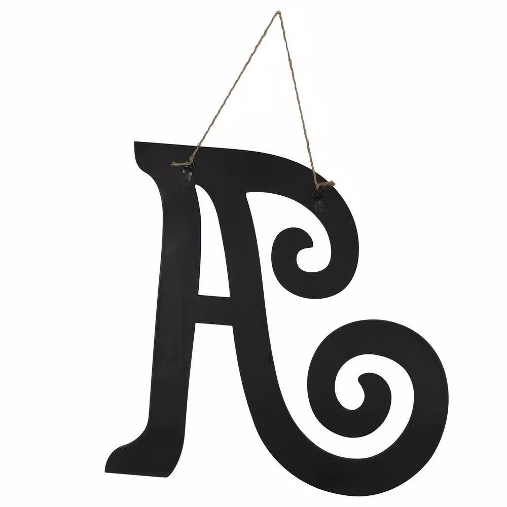 Decor Therapy 20 in. Black Script Letter A Matte MDF Wall Decor