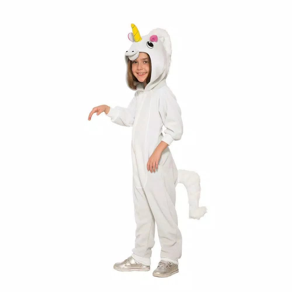 Unbranded Girls Unicorn Jumpsuit Costume with Hood and Tail - Medium