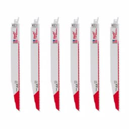 Milwaukee AX Carbide Tipped Reciprocating Saw Blades, 12 in., 5 TPI, Nail-Embedded Wood, 6 Pack thumbnail 1