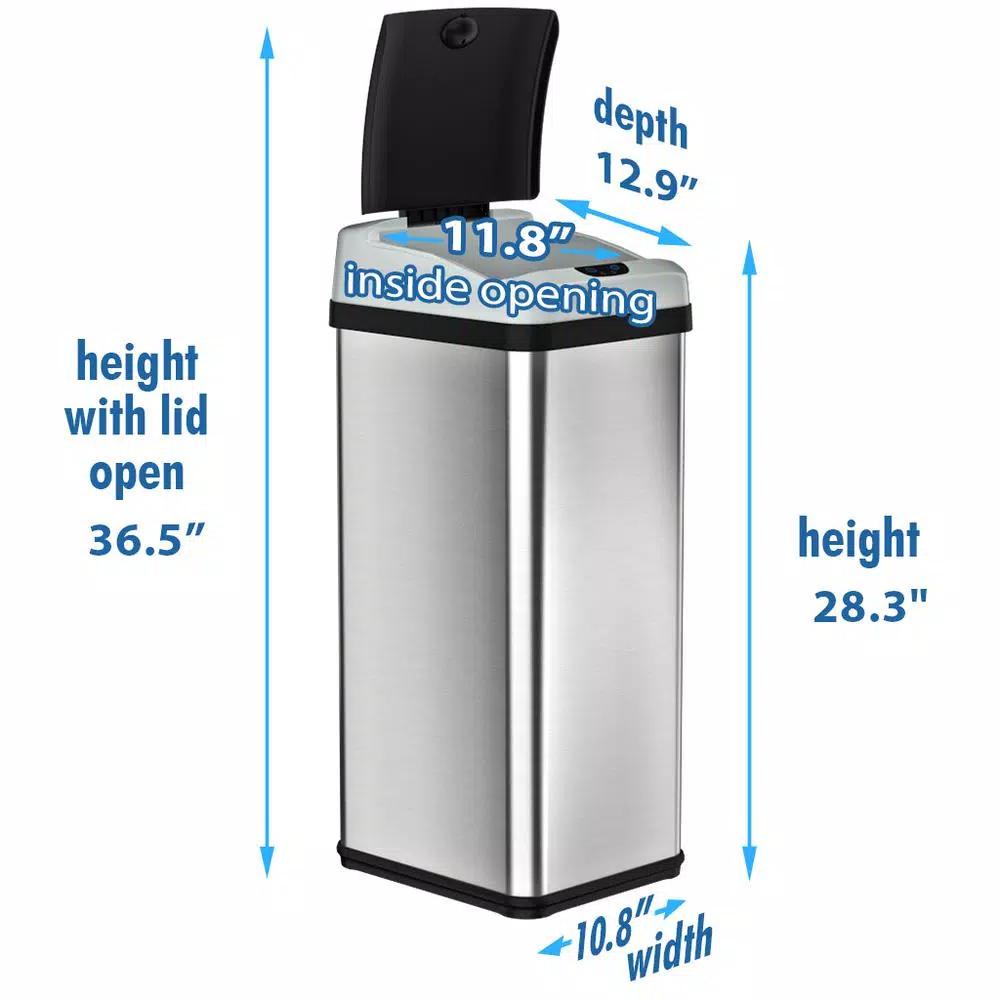 Halo 13 Gallon Platinum Extra-Wide Stainless Steel Automatic Sensor Trash Can