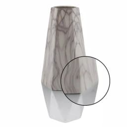 LITTON LANE Modern Reflections 18 in. Ceramic Geometric Vase - White and Silver Marbled Finish thumbnail 3