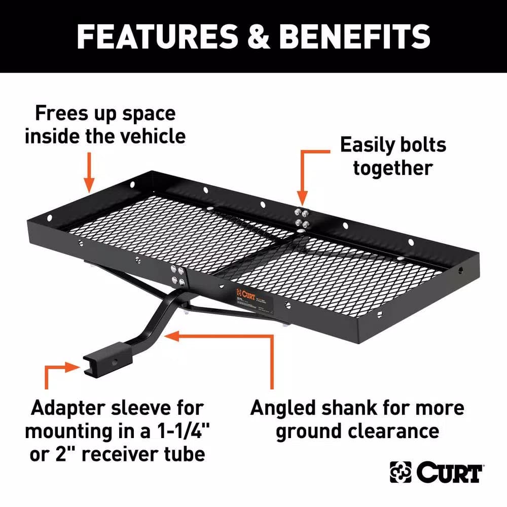 CURT Aluminum Bolt-Together Hitch Cargo Carrier, 300 lb. Capacity, 2 in. Receiver