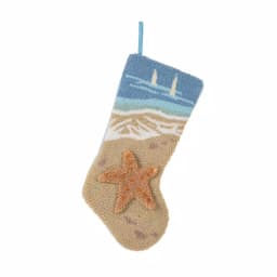 Glitzhome 19 in. Hooked Starfish Christmas Stocking, Nautical Blue Ocean Theme thumbnail 1
