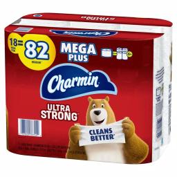 Charmin Ultra Strong Toilet Paper, 18 Mega Plus Rolls, 2-Ply White thumbnail 3