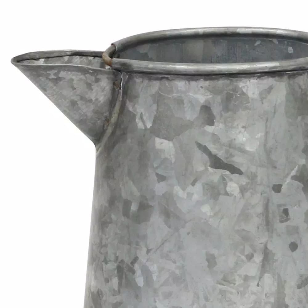 Stonebriar Collection 7 in. Antique Galvanized Metal Jug - Farmhouse Style Decorative Pitcher