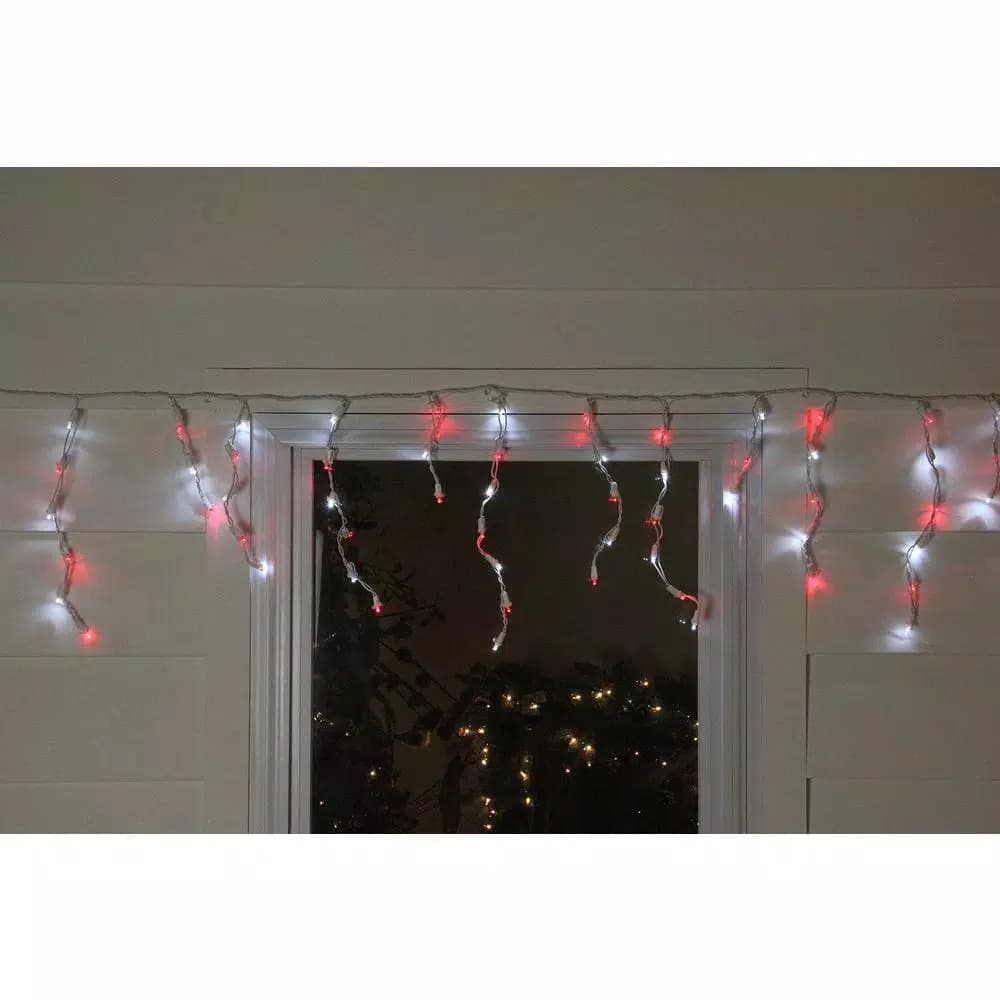 Northlight 6.75 ft. 100-Light Red and Pure White LED Wide Angle Icicle Lights, Indoor/Outdoor