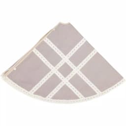 VHC Brands 60 in. Grey Margot Farmhouse Christmas Tree Skirt with Diamond Cut Lace thumbnail 3