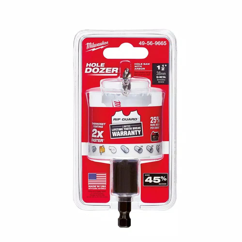 Milwaukee 1-1/2 in. Hole Dozer Bi-Metal Hole Saw with 3/8 in. Arbor and Pilot Bit