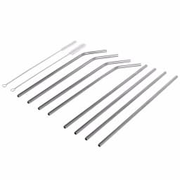 Unbranded Silver Reusable Stainless Steel Drinking Straw Set - 8 Piece Set with Cleaning Brushes thumbnail 2
