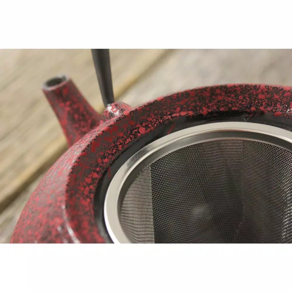 BergHOFF Studio 1.4 Qt. Red Cast Iron Teapot with Stainless Steel Filter