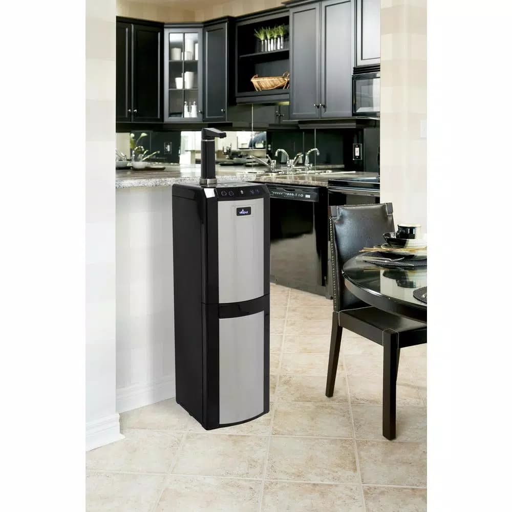 Vitapur Bottom Loading Water Cooler Dispenser with Kettle Feature, Hot/Room/Cold, Stainless Steel & Black