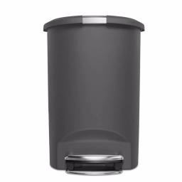 simplehuman 13 Gal. Semi-Round Plastic Step Trash Can, Grey thumbnail 2