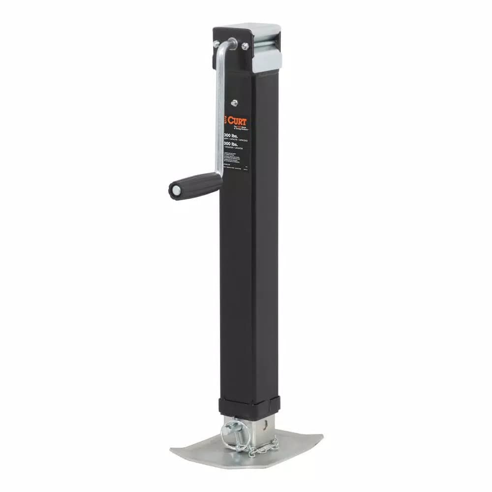 CURT Direct-Weld Square Trailer Jack with Side Handle, 8,000 lbs. Support, 15 in. Travel