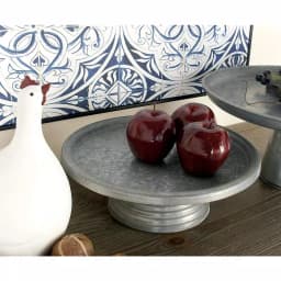 LITTON LANE 13 in. Round Iron Metal Cake Stand with Distressed Gray and Black Finish thumbnail 3