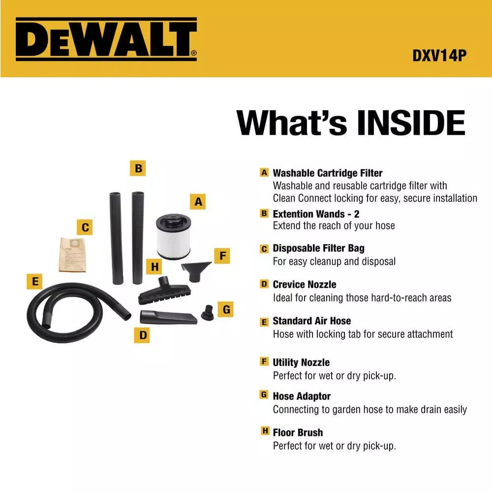 DEWALT 14 Gal. Poly Wet/Dry Vacuum, 6 Peak HP, 120V