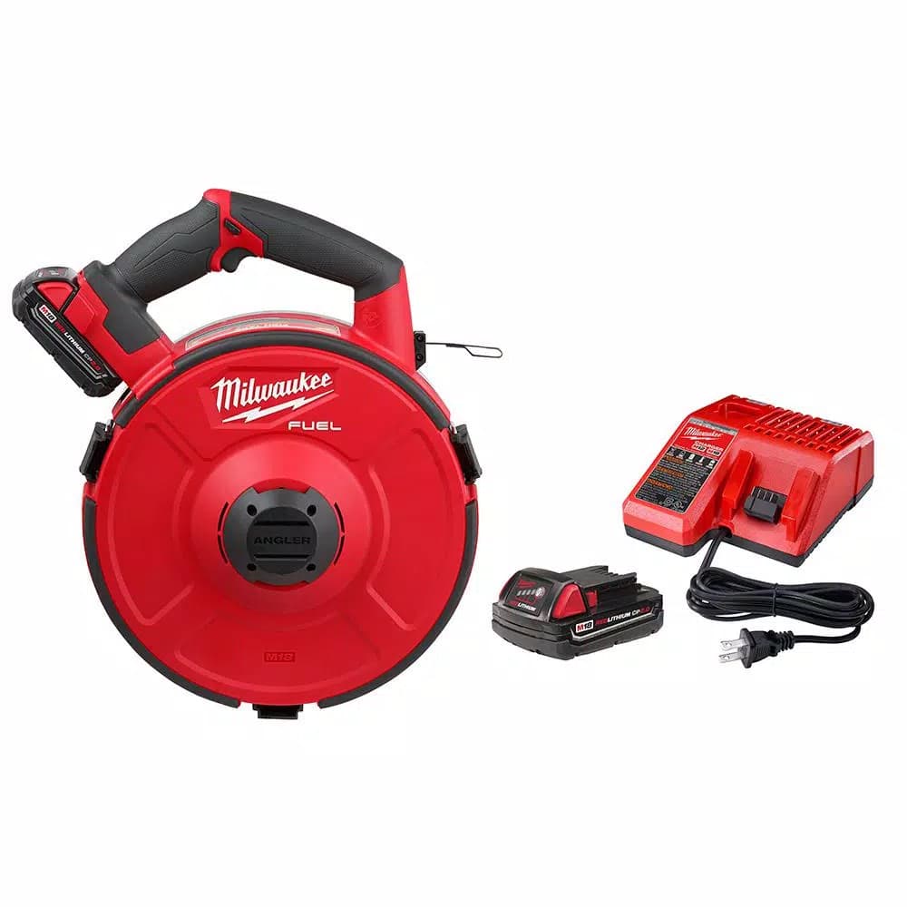 Milwaukee M18 FUEL Angler 120 ft. Steel Pulling Fish Tape Kit with (2) 2.0 Ah Batteries