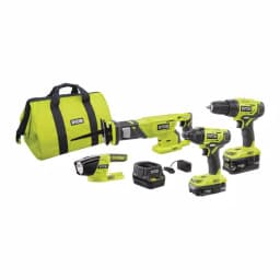 RYOBI 18V ONE+ Cordless 4-Tool Combo Kit with 70-Piece Bonus Impact Rated Driving Kit thumbnail 3