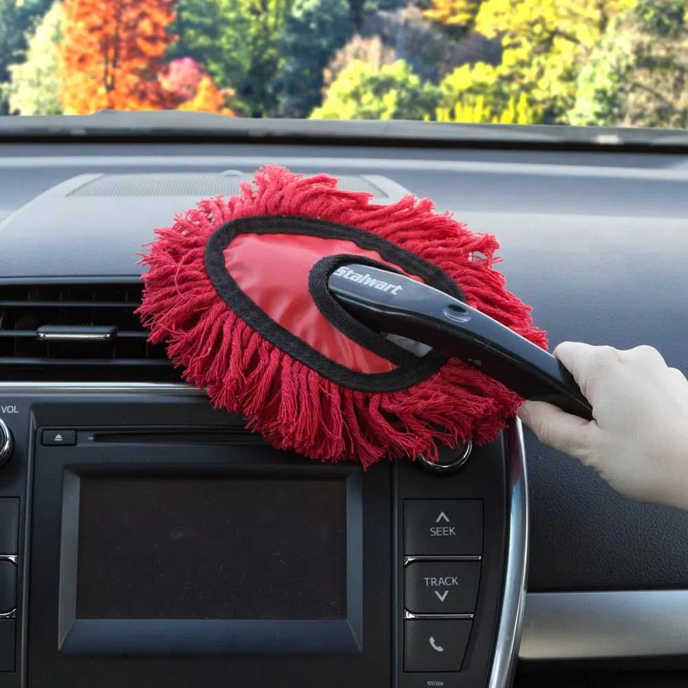 Stalwart Red Car Duster 2-Pack - Soft Cotton Yarn Microfiber Duster for Auto Interiors and Home