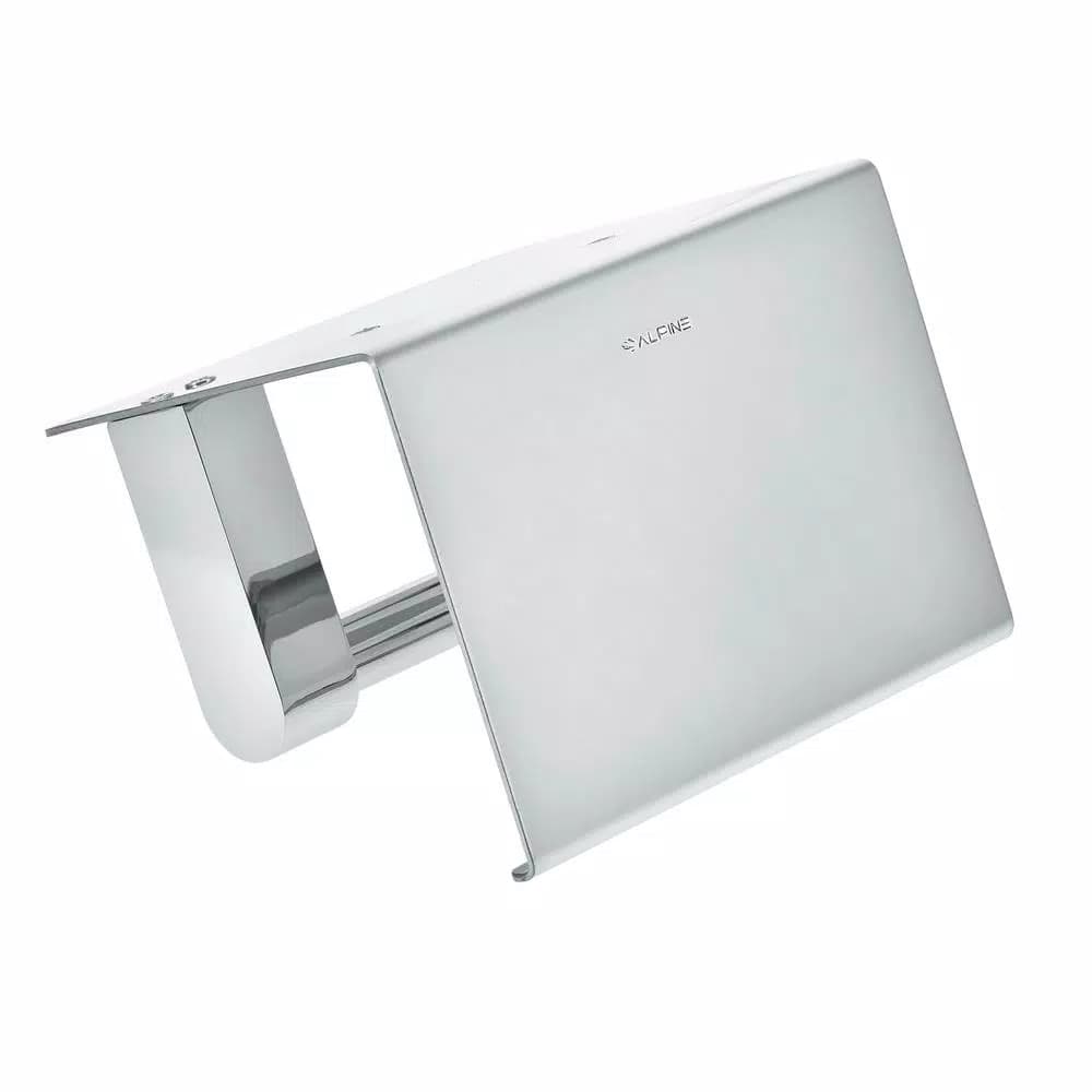 Alpine Industries Single Post Toilet Paper Holder with Storage Shelf, Chrome Finish