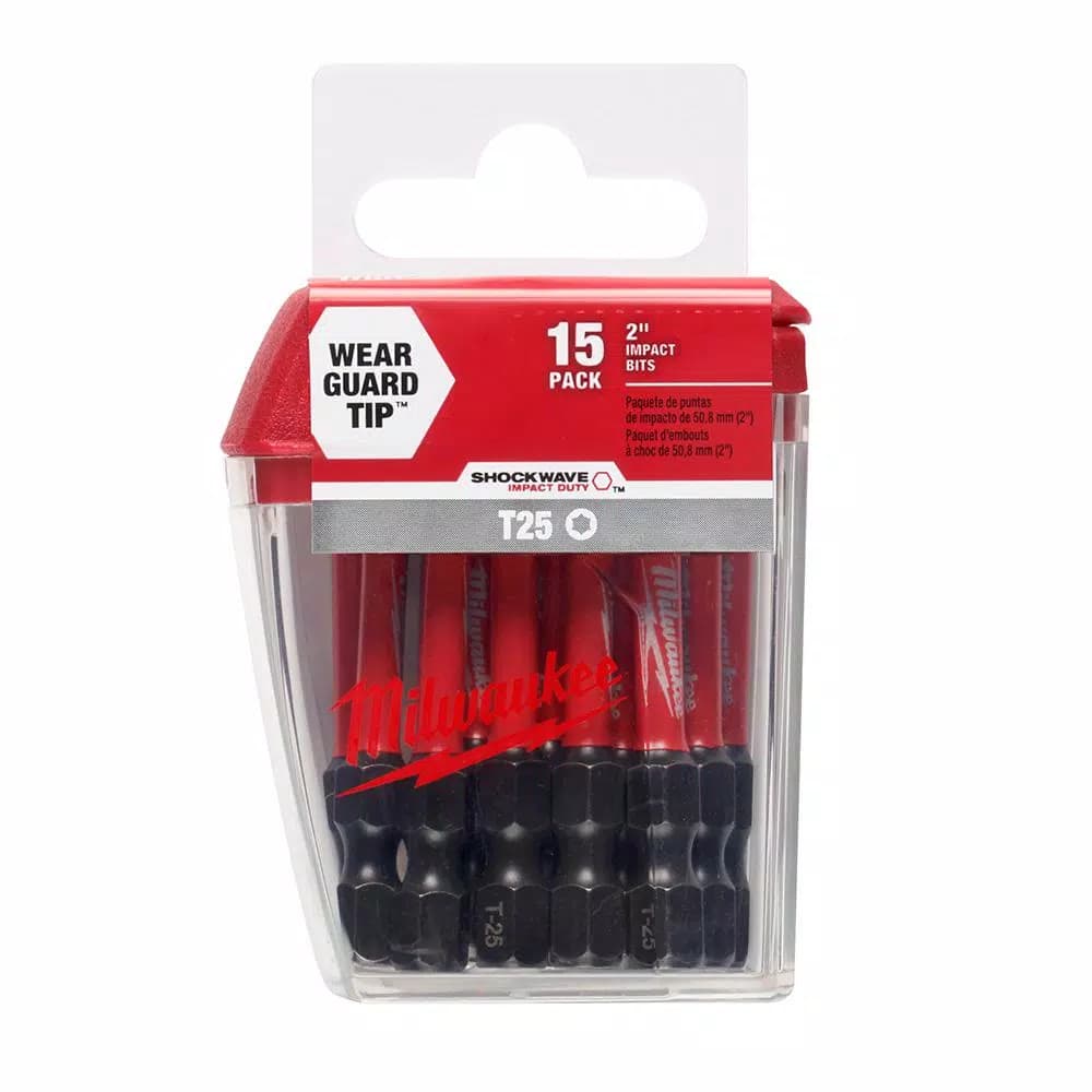 Milwaukee SHOCKWAVE T25 Torx 2 in. Impact Duty Steel Screwdriver Bits, 15-Pack