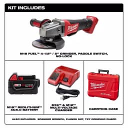 Milwaukee M18 FUEL 4-1/2 in./5 in. Brushless Cordless Angle Grinder Kit with 5.0 Ah Battery and Charger thumbnail 2