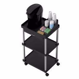Mind Reader 3-Tier 7-Compartment Rolling Black Coffee Cart with Storage Drawer thumbnail 5