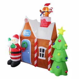 JOYDECOR 7 ft. Santa Claus & Gingerbread House Christmas Inflatable with LED Lights thumbnail 8