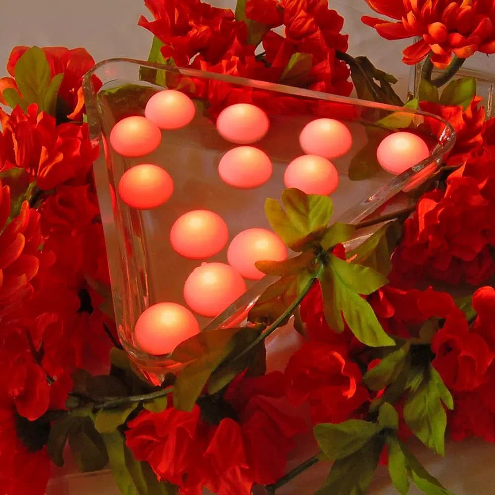LUMABASE Orange Floating Blimp LED Lights, Waterproof Battery Operated Decorative Lights (12-Count)