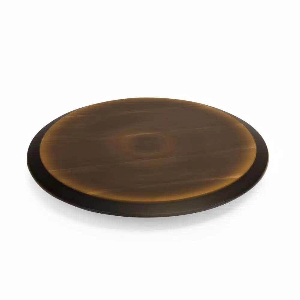 Picnic Time Acacia Wood Lazy Susan Rotating Serving Tray with 1" Chalkboard Rim