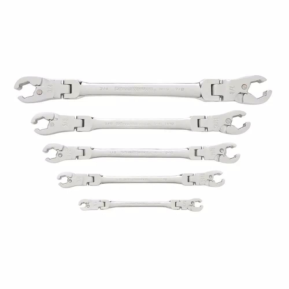 GearWrench 5-Piece SAE Ratcheting Flex Flare Nut Wrench Set