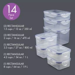 Lock & Lock Easy Essentials 14-Piece Rectangular Food Storage Container Set, BPA-Free thumbnail 4