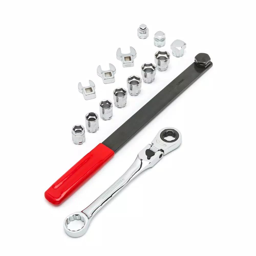 GearWrench 15-Piece Ratcheting Wrench Serpentine Belt Tool and Socket Set