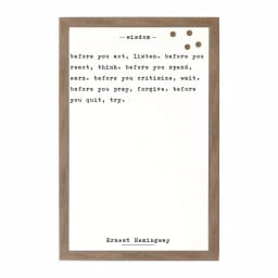 Petal Lane Home Ernest Hemingway Wisdom Magnetic Memo Board with Rustic Brown Frame thumbnail 1