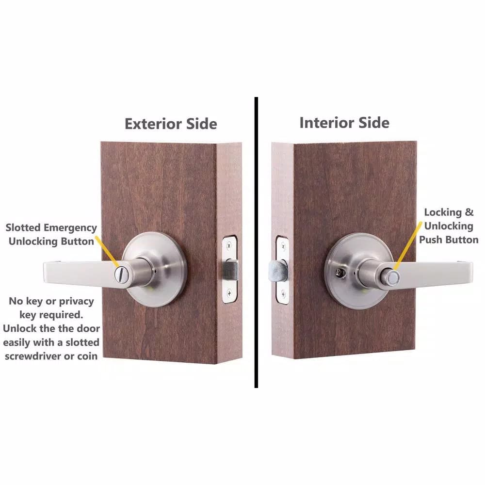 Copper Creek Satin Stainless Steel Privacy Lever for Bedroom and Bathroom