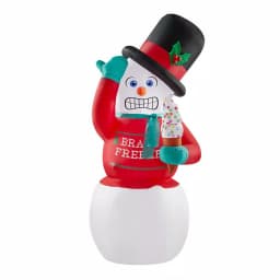 Home Accents Holiday 6 ft. Animated Airblown Inflatable Shivering Snowman with Ugly Sweater and Ice Cream thumbnail 1