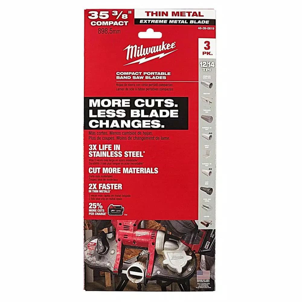 Milwaukee 35-3/8 in. Extreme Thin Metal 12/14 TPI Band Saw Blades, 3-Pack