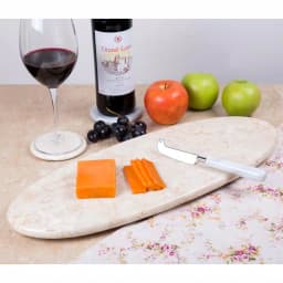 Creative Home Champagne Marble Oval Serving Board - 20" Natural Stone Cheese & Dessert Tray thumbnail 3